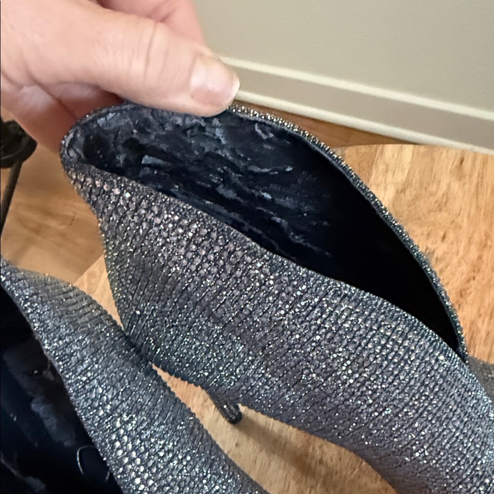 Jessica Simpson Rhinestone Glitter Silver Heels Size 8 - Picture 6 of 7